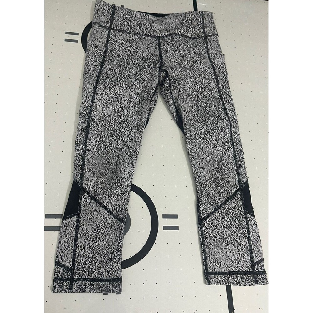 Lululemon Women's Pace Rival Crop 23" Legging Heather Black Sz 6 Leg Pockets EUC